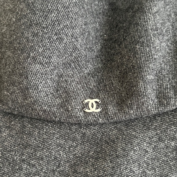 Authentic Chanel CLOCHE HAT in Gray, Black & Silver - Picture 3 of 10